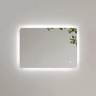 Emke Badspiegel, Transparent, Glas, Rechteckig, 70x50x3 cm, Badezimmer, Badezimmerspiegel, Badspiegel