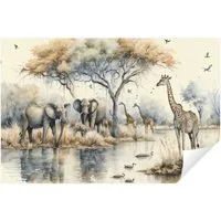Wallarena Fototapete Aquarell - Mehrfarbig - Elegant - Vlies - Schlafzimmer, glatt, 104x70cm