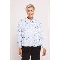 Zhrill Langarmbluse ZHLUCY Ringelbluse mit Stickerei lässige Passform, mit Ringellook, mit Brusttaschen, mit Knopfleiste