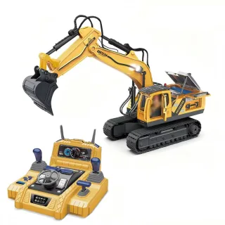 HR-720 12/15CH RC Excavator Car Truck Children's Engineering Floor Steering Wheel Remote Controlled Vehicle Toy Lights s
