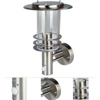 Grafner Außen-Wandleuchte Grafner® Edelstahl Hofleuchte mit Bewegungsmelder für Innen & Außen, ohne Leuchtmittel, ohne Leuchtmittel, für Terrasse Balkon Hauswand Garten, E27 Fassung