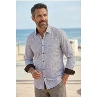 Haupt Langarmhemd Modern Fit Langarm Herrenhemd Allover-Punktmuster Weiß Style Frühling