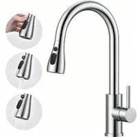 AICA Küchenarmatur Wasserhahn Küche,Spültischarmatur Ausziehbar,Armatur Küche 360° Hochdruck-Einhebelarmatur aus Edelstahl, schwenkbar mit Brause