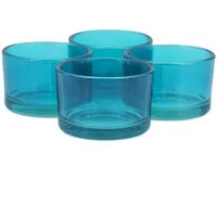 Creativery Teelichthalter, Teelichtgläser klein 51x33mm dunkel türkis 4er Set
