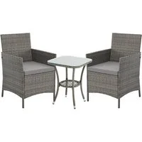 SVITA Balkonset BROOKLYN BISTRO, (Set (3-tlg), 1 Tisch, 2 Stühle), Sitzgruppe, Polyrattan, inkl. Kissen, Grau