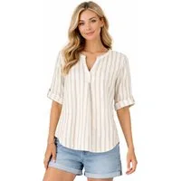 Eight2Nine Hemdbluse Eight2nine Damen Leinen Bluse atmungsaktiv Kurzarmbluse Sommer Urlaub