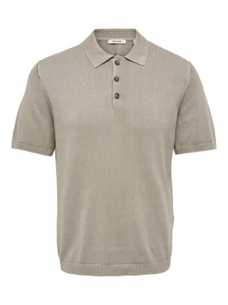 ONLY&SONS - ONSGARSON SS REG WASH POLO KNIT Chinchilla - Gr. - M