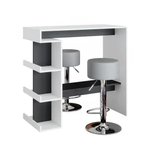 Vicco Bartisch-Set, Weiß, Holzwerkstoff, 4 Fächer, Rechteckig,Rechteckig, 108x103x50 cm, Esszimmer, Barmöbel, Bartische