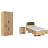 rauch Schlafzimmer-Set Komplettzimmer Komplettschlafzimmer Schlafzimmer-Set (3-St) MAIKA, (Set, 3-tlg), Schrank 3 Breiten, 2 Höhen, Bett 100 cm, Nachttisch MADE IN GERMANY