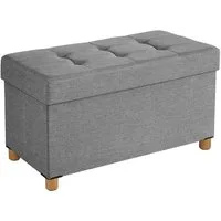 SONGMICS Sitzbank sitzhocker mit Stauraum, klappbare Sitztruhe, Fußbank,76/110cm,bis 300 kg belastbar