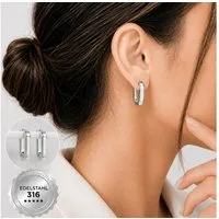 XCOAST Ohrhänger-Set Damen-Ohrringe aus Edelstahl – Silber, hypoallergen, edel & zeitlos (Hochwertige Schmuck Ohrringe Damen, 1-tlg., 1 Paar Ohrringe im Schmuck Etui, leicht und bequem), oval, edel verabeitet, eleganter Schnitt, hochwertig