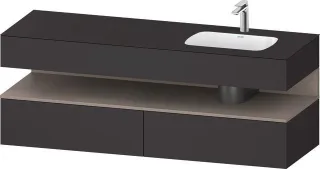Duravit Qatego Einbauwaschtisch mit Konsolenwaschtischunterbau Graphit Supermatt 1600x550x600 mm - Q QA4796043800010