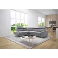 thematys Ecksofa Ecksofa mit Schlaffunktion und Bettkasten, L-Form, Samt, - mit verstellbaren Kopfstützen, – L-Form 250×183 cm – Schlafsofa mit Auszug
