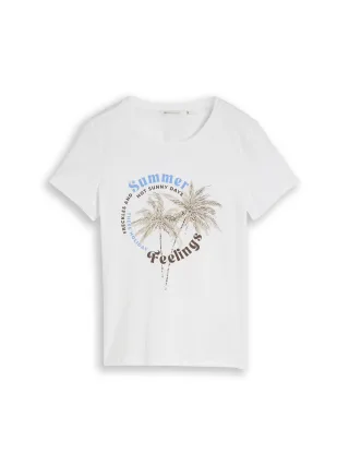 Denim Tom Tailor - T-Shirt mit Print white - Gr. - XL