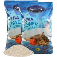 Lyra Pet Katzenstreu 2 x 15 Liter Lyra Pet® Lyra Power® ULTRA Katzenstreu Bentonit, klumpend, staubarm