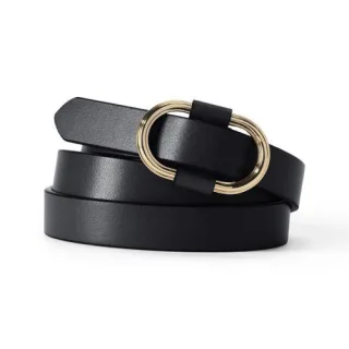 Stufenlos verstellbarer schmaler Ledergürtel, Damen,  Braun, Leder, by Lands' End