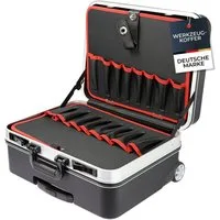 HMF Werkzeugkoffer Werkzeugtrolley leer aus ABS-Kunststoff mit Aluminiumrahmen, Werkzeugkiste mit Rollen & Teleskopgriff, abschließbar 47x40x24,5 cm