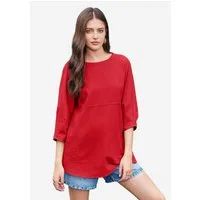 Imily Bela Blusentop Damen Lässiges Fließendes Peplum-Top mit 3/4-Ärmeln (Packung, 1-tlg., 1per-Pack) aus Baumwolle
