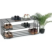 DanDiBo Schuhregal Metall Schwarz 3 Ebenen Schuhablage Schuhschrank Modern