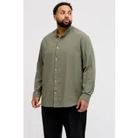 Jack & Jones PlusSize Langarmhemd JJEBREEZE LINEN BLEND BAND SHIRT L PLS mit Stehkragen