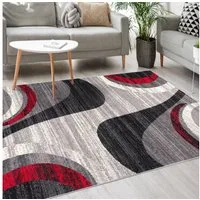 Mazovia Designteppich Modern Teppich Kurzflor Wohnzimmerteppich Robust und pflegeleicht GRAU, 60 x 100 cm, Fußbodenheizung,Allergiker geeignet,Farbecht,Pflegeleicht,Geometrisch