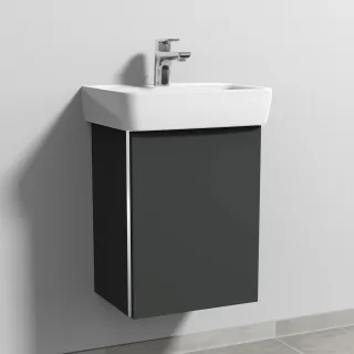 Sanipa 3way Waschtischunterbau zu Geberit Renova Plan Waschtisch mit 1 Tür, Graphit-Matt BP8711B
