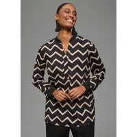 Laura Scott Schlupfbluse Langarm mit Rippbündchen, figurumspielende Passform, bedruckte Optik