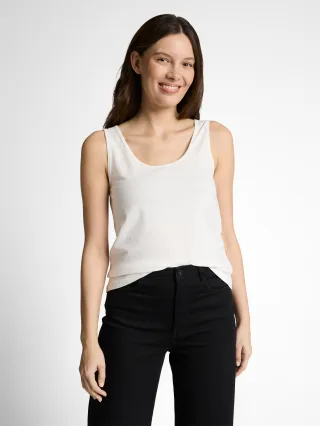 Tom Tailor - Slim Fit Top mit Rundhalsausschnitt whisper white - Gr. - XXL