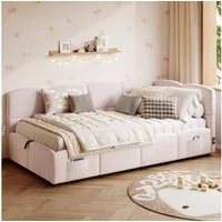 MODFU Polsterbett Schlafsofa multifunktionales Bettsofa (Einzelbett, Stauraumbett, Gästebett, 1-tlg., 90x200 cm, ohne Matratze), mit hydraulischem Stauraum und Ladefunktion