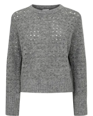 Nümph - Pullover mit Lochmuster - Nuriette grau - Gr. - L