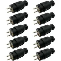 ARLI 10x Schutzkontaktstecker spritzwassergeschützt Schuko Netzstecker Stromadapter, IP44 Schutzkontakt Stecker Stromkabel Verlängerung