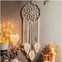 FELIXLEO Traumfänger Makramee Traumfänger Gewebte Feder Wandbehang Boho Quasten Dekoration (1 St)