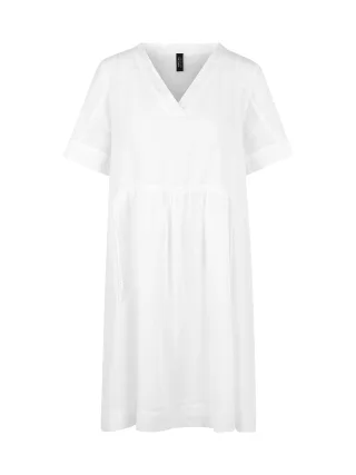 Marc Cain Sports - Kurzarmkleid aus Ramie mit Fransen white - Gr. - 42