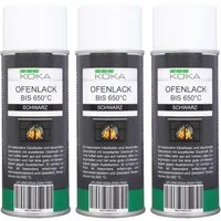 KOKA Sprühlack 3x Ofenlack 650°C Ofen-Farbe Schwarz Matt, Thermolack Lack-Spray Hitzebeständig für Öfen Kamin Grill Schornstein