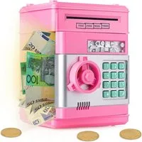 wohnTRAUM24 Spardose Spardose Kinder,Elektronisches Spardose Safe für Kinder Tresor, (Geldbank mit Passwort, Coole Mini-Geldautomaten-Sparschwein, Münzdose, Auto-Scroll-Geldsafe, tolles Geburtstagsgeschenk für Mädchen and Junge)