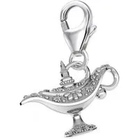 Goldene Hufeisen Charm-Einhänger kleine Wunderlampe Karabiner Charm Anhänger Bettelarmband 925 Silber (inkl. Etui), für Gliederarmband oder Halskette
