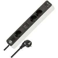 Ecolor Steckdosenleiste 3-fach, 2x USB, mit 3 Countdown Timern weiß/schwarz, 1,5 Meter Kabel, USB-A, USB-C, mit Sicherheitsschalter