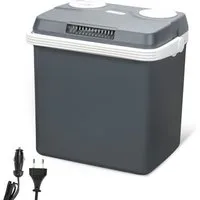 Clanmacy Elektrische Kühlbox 32L Elektrisch Kühlbox Mini Kühlschrank 12V/230V für KFZ Auto Camping, Thermoelektrische Kühlbox kühlt & wärmt Mini-Kühlschrank