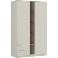 Lomadox Kleiderschrank FIER-129 Kaschmir mit Eiche, 2 Türen, 2 Schubladen, grifflos, Breite 120cm
