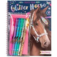 Depesche Skizzenbuch Malbuch mit 30 Seiten für Pferde-Motive gestalten, Inkl. 6 glitzernde Gelstifte