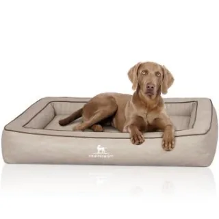 Knuffelwuff Orthopädisches Hundebett aus Laser gestepptem Kunstleder Montego