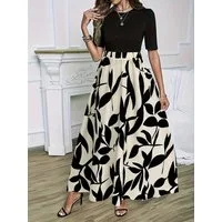 DEBAIJIA Midirock Damen Maxirock Sommer Floral Gedruckt Elegant Lange Röcke