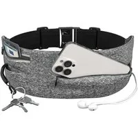 EAZY CASE Laufgürtel Universal Sport Bauchtasche Breit Joggingtasche Herren Bauchtasche Sporttasche Laufgürtel Hell Grau