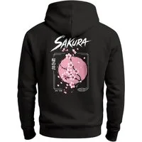 Neverless Hoodie Herren Hoodie Backprint - Design Sakura - Kapuzensweatshirt