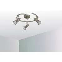 TRANGO LED Deckenstrahler, 3-flammig 2005-032G-5W LED Deckenleuchte in Edelstahl-Optik Rondell ANY inkl. 3x 5 Watt GU10 LED Leuchtmittel I Deckenlampe I Deckenstrahler I Deckenspots, Lampe schwenkbar und drehbar