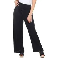 simaranda Marlene-Hose Damen Schlaghose 5020 S-M Schwarz mit elastischem Bund, Elastikbund mit Tunnelzug