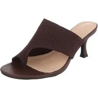 Ital-Design Damen Mule mit Absatz und offenem Design Zehentrenner (91895919) Pfennig-/Stilettoabsatz Sandalen & Sandaletten in Braun