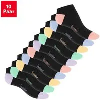 Footstar Sneakersocken 10 Paar Sneaker Socken für Damen & Herren - Bunte Ferse & Spitze (10-Paar)