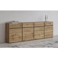 OTTO home Sideboard Cross,Breite 225 cm, moderne grifflose Kommode,4 Türen/4 Schubkästen, Schubladenschrank mit viel Stauraum, Einlegeböden verstellbar