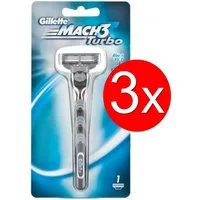Gillette Rasierset Mach3 Turbo Rasierer Set Nassrasierer Herren Männer Trimmer Rasur, 3-tlg., einzigartig, Flexible Klingen, Für empfindliche Haut, Gleitstreifen